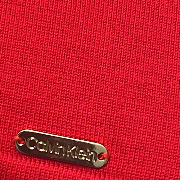 Calvin Klein Turtleneck Sweater in a Pretty Clear Red. - Picture 5 of 5